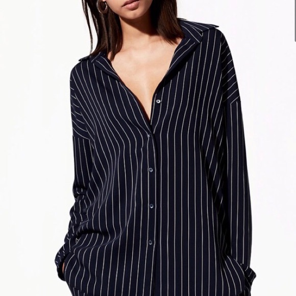 Aritzia Tops - ARITZIA Babaton Black & White Pinstripe Blouse
